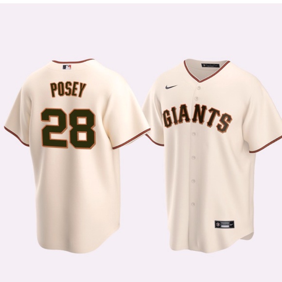 NWT - San Francisco Giants #28 Buster Posey Cream Replica Home Baseball Jersey - Picture 1 of 8